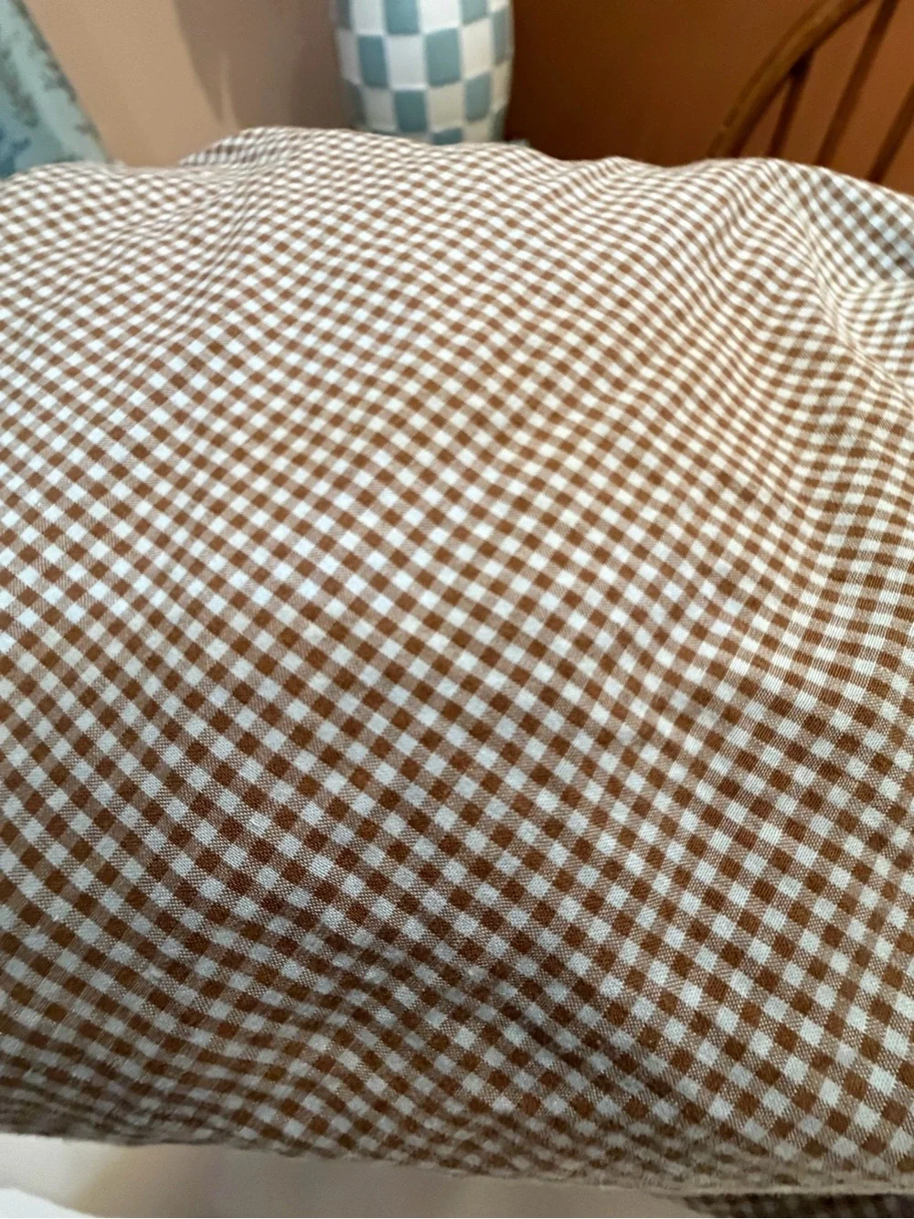 Vintage Pottery Barn Kids Crib quilt bedding set with gingham print